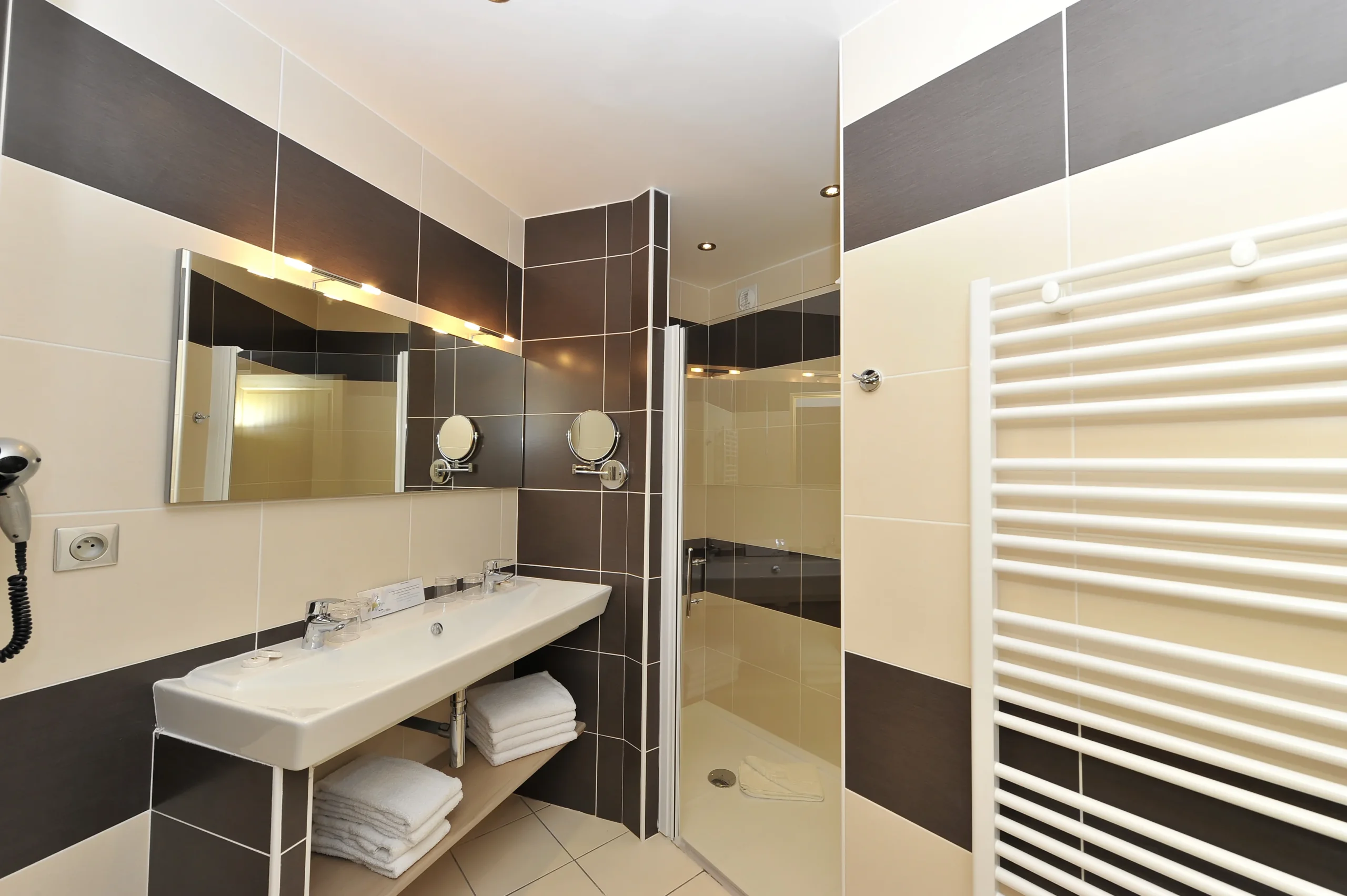 Salle de bain moderne avec douche et lavabo